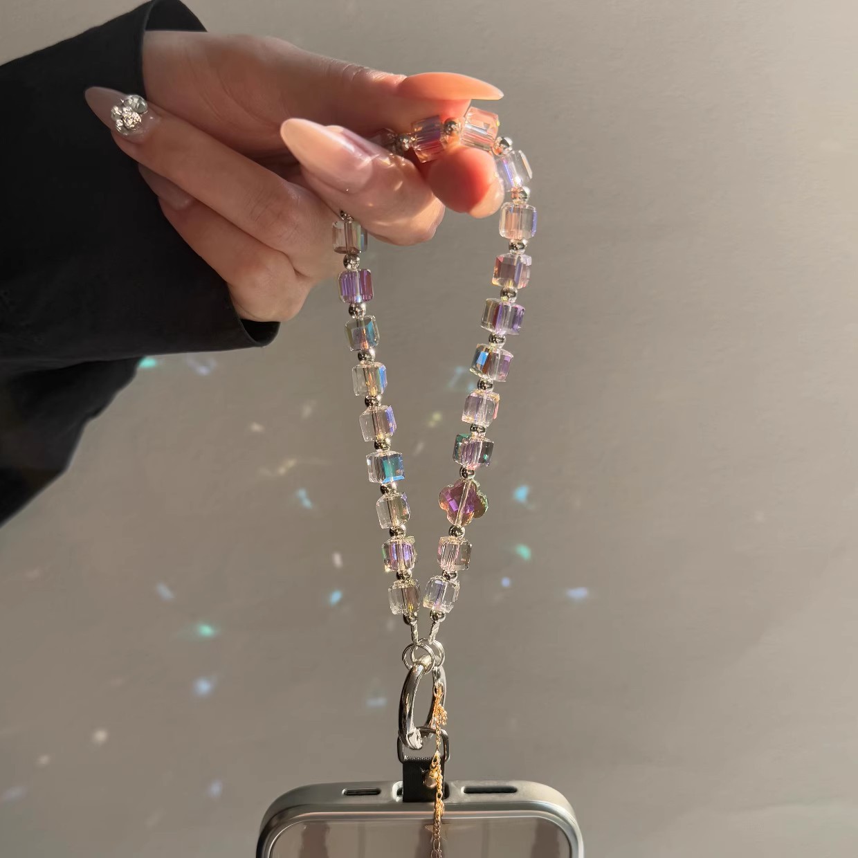 Luxury Crystal Bead Phone Lany - String Tension Clip ulasan dan harga