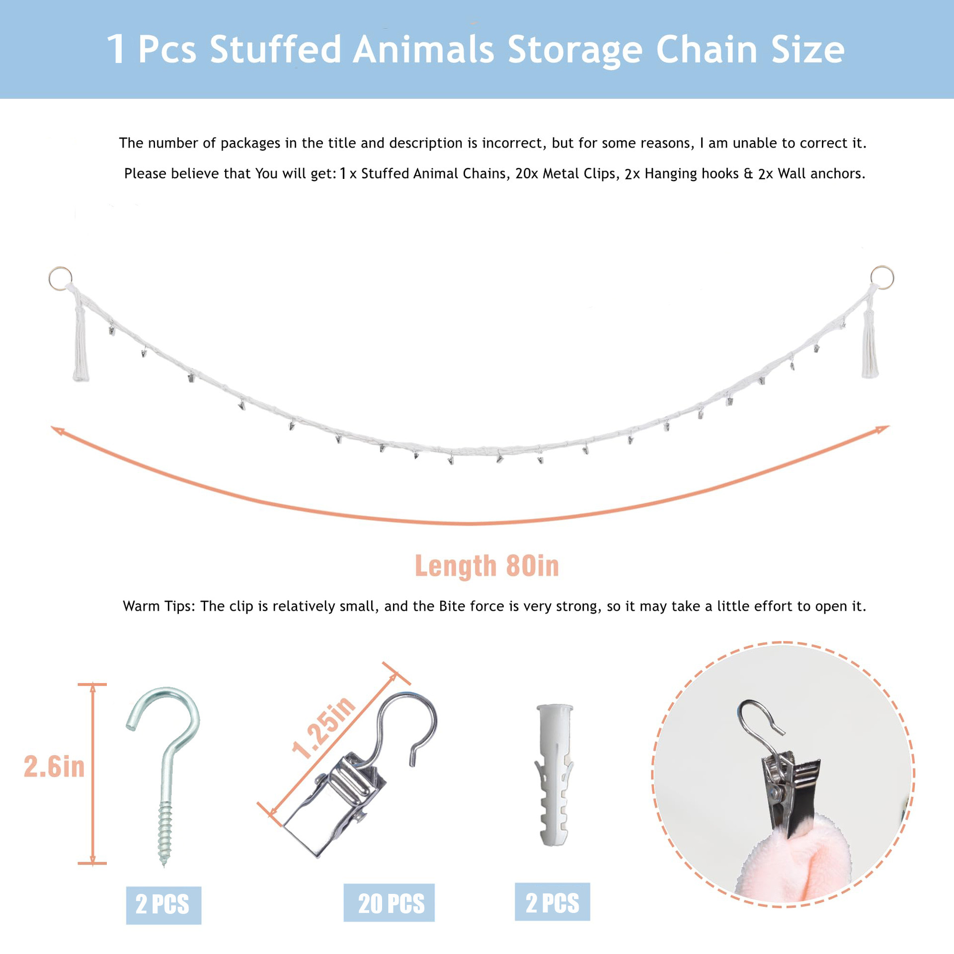 Cotton Plush Animal Storage Ro - String Tension Clip ulasan dan harga